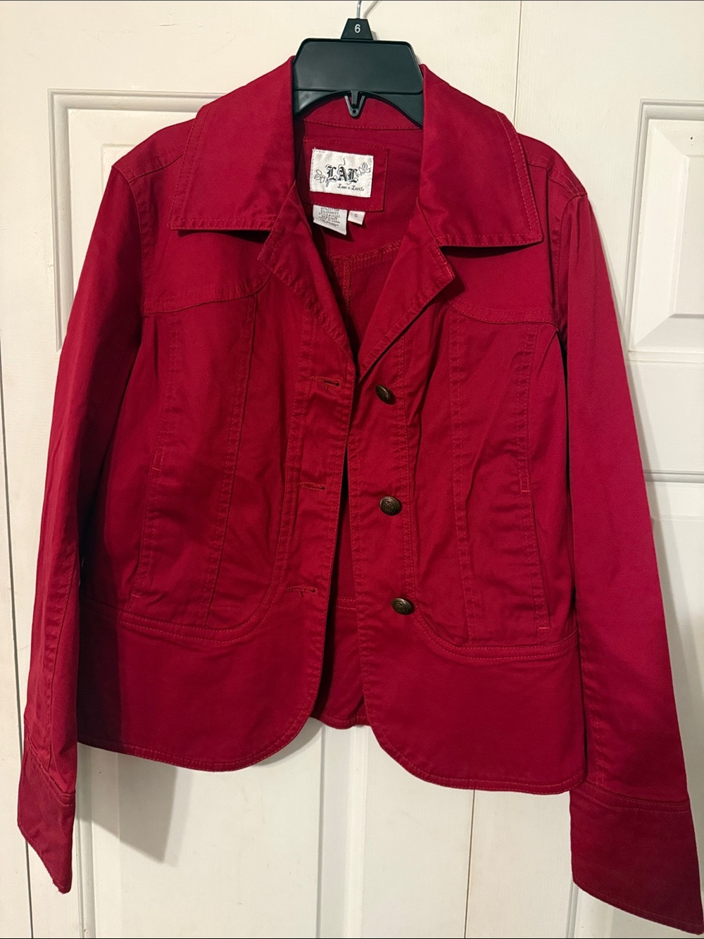 Live a Little Red Button-Front Jean Jacket